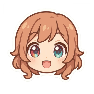 chibi anime face, colorful icon, big eyes, cute expression, outlined, no background sticker