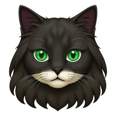 Chaton gros foncé poil long un nez noir avec des yeux vert  sticker