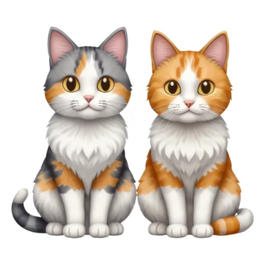a fluffy grey and white cat sitting with 2 other cats sticker