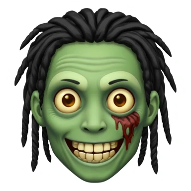 Make a image of a zombie with dreads make it like a emoticon not as scary make dreads black  sticker