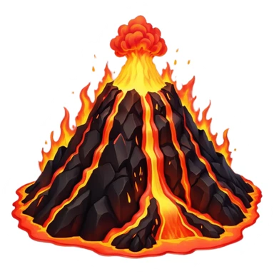 volcano with lava flow sticker