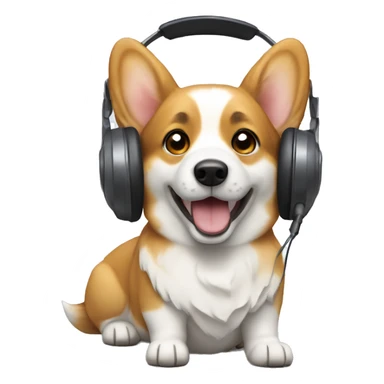 corgi with heaphone sticker