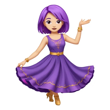 purple haired light skinned woman dancing sticker