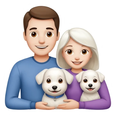 parents, daughter and a white dog sticker