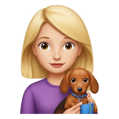 Blonde girl holding dachshund emoji sticker  sticker