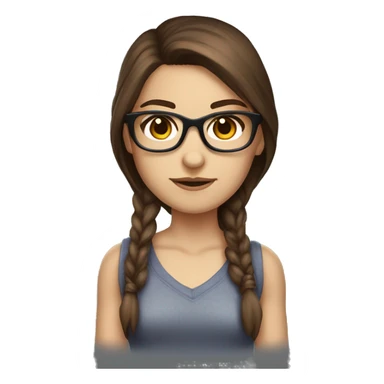 Brown hair brown eyed fantasy Gamer Girl wearing nerd glasses  sticker