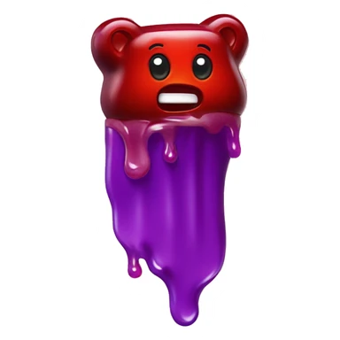 Purple gummy bear with red chamoy sauce dripping rom the top of it  sticker
