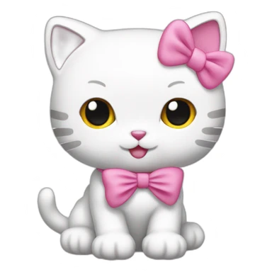 cat white hello kitty with pink bow sticker