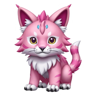 A pink lynx-fakemon-Digimon-creature-hybrid sticker