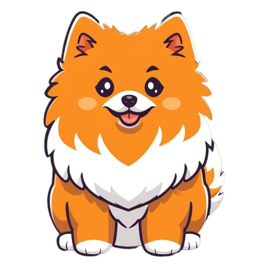 cute Pomeranian spitz dog with fluffy fur and happy expression sticker