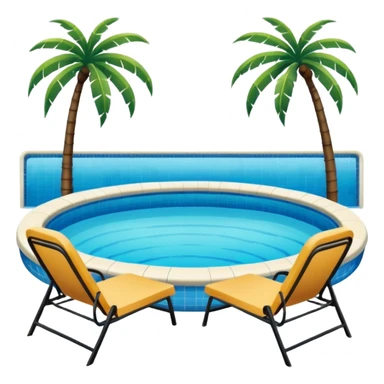 Big swimming pool with chairs and palm trees sticker