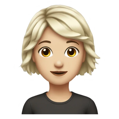 white girl, dark hair , short hair utill nek, side bangs sticker