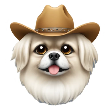White Pekingese wearing a cowboy hat sticker