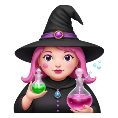 plump witch with pink skin. sticker