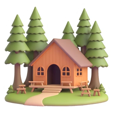 small rustic hut in deep forest surrounded by tall trees sticker