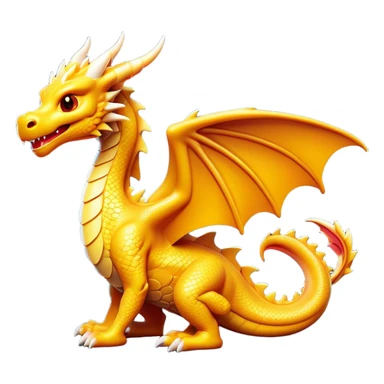 Clash of Clans aesthetic: Cinematic Playful Dragon Emoji, rendered in a 3D vector-style similar to standard emojis with minimal shading and bold, simplified shapes. A compact, isometric dragon with majestic wings and intricately scaled details, softly glowing with a legendary, mythical charm. Simplified yet unmistakably iconic, highly detailed and consistent, glowing with a soft radiant brilliance and high shine. Stylized with a touch of fantastical might and a soft glowing outline, capturing the essence of a mighty dragon with a friendly, playful demeanor! sticker