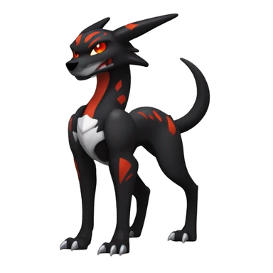 Black Cool Edgy Anthro Sergal-Houndoom-Charizard Fakémon  with White and Red Edgy markings sticker