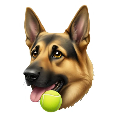 German shepherd holding tennis ball in mouth sticker