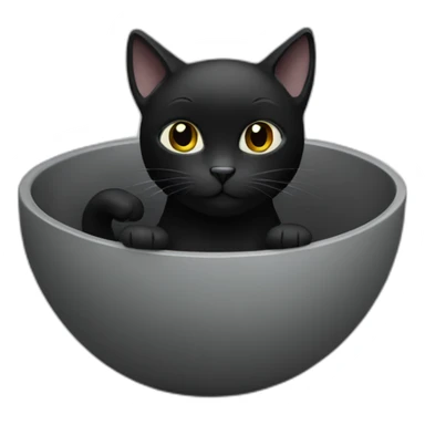 black cat in a grey bowl sticker