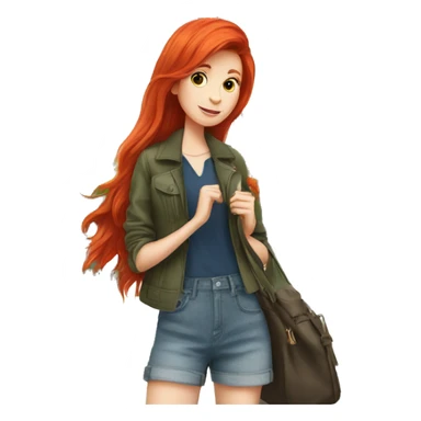 Red Hair girl with tour eiffel sticker