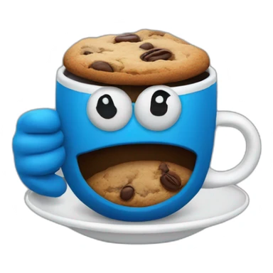 cookie monster with a cup of coffee sticker