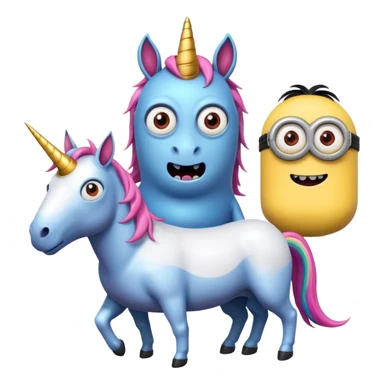 make a unicorn with a minion and a monster that’s evil  sticker
