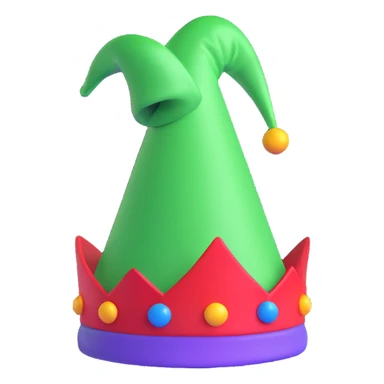 a jester's hat, 3D emoji style, shiny and cheerful sticker