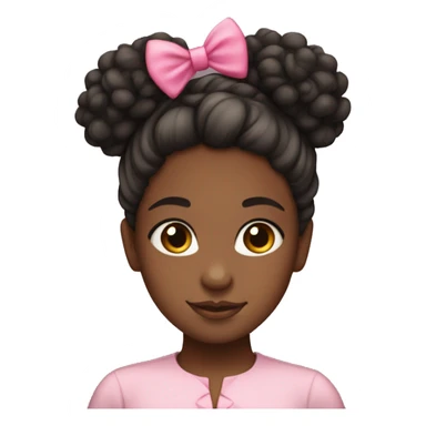 cute black girl with curly hair tied with a pink bow in a bun sticker