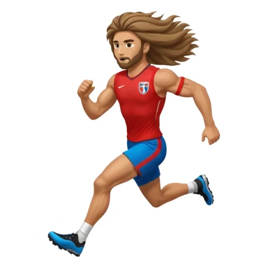Long Haired Football Players, Footballer with flowing hair in jersey , full body sticker