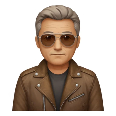 Biker Gang with Sunglasses, Middle-age man, brown jacket, sunglasses sticker