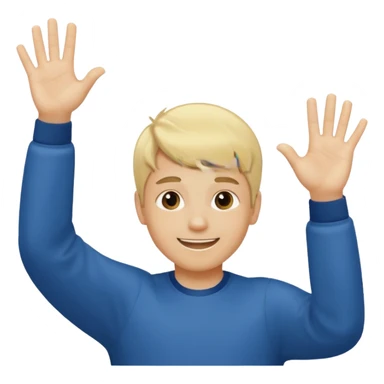 Boy, blonde hair with two hands up saying 67 sticker