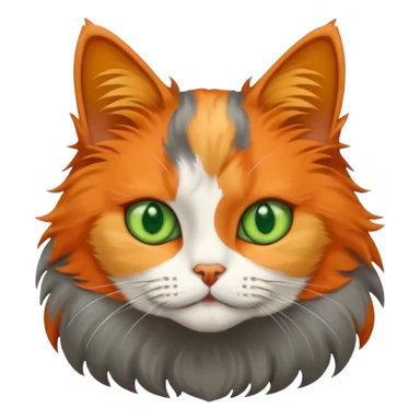 Fluffy diluted calico cat with green eyes sticker
