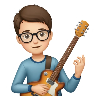 boy with glasses and guitar sticker