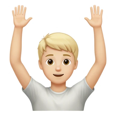 Blonde boy with arms up in the air  sticker