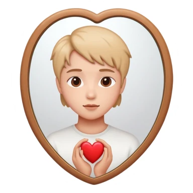 Person looking in mirror with heart for 'Love Yourself' song sticker