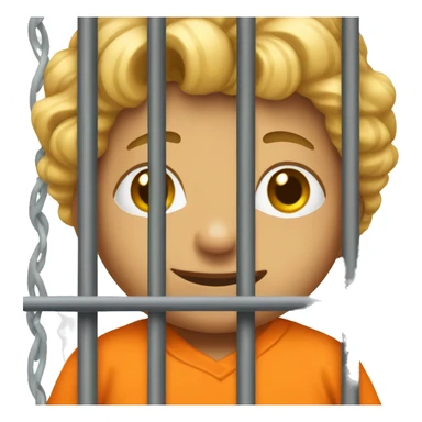 Prisoner behind bars, orange jumpsuit sticker