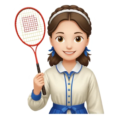 ancient russia girl with 1 badminton racket sticker
