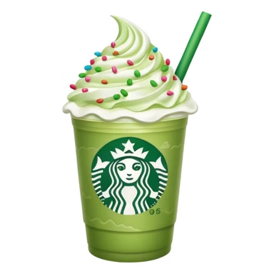 matcha starbucks latte with whipped cream and sprinkles sticker