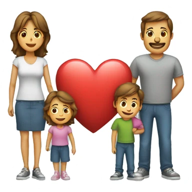 Heart and mom and dad and kids sticker