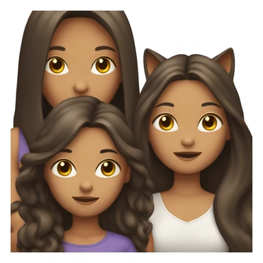 Two long hair brunette girls and two cats in their hands sticker