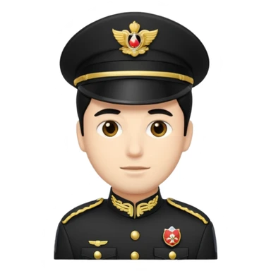 Un emoji di un carabiniere con il grado da carabiniere con uniforme nera, il soggetto deve essere un maschio con capelli neri sticker