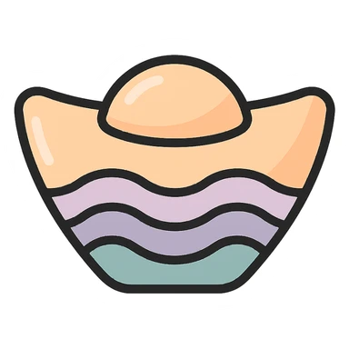 Chinese gold ingot (yuanbao) with wave pattern, thin clean contours, soft rounded shapes, pastel palette #98B5BC, #B5B3C1, #C9A3C9, #E4C0CA, #F7DCD1, #F7C0AA, detailed shadows and highlights, soft lighting, transparent background, Chinese eastern style, no surrounding decoration sticker