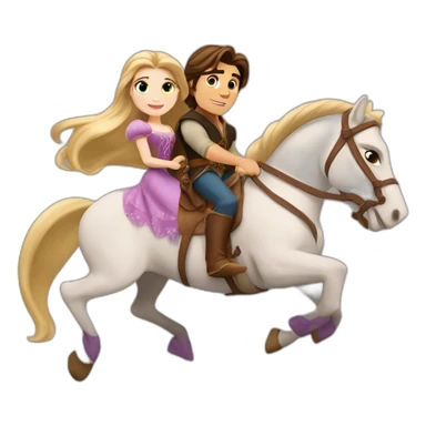 Rapunzel and Flynn Rider riding on a horse sticker