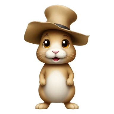 profile rabbit stands on two legs with a hat two ears sticker