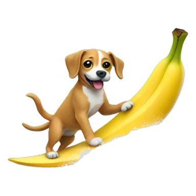 Dog surfing a banana sticker