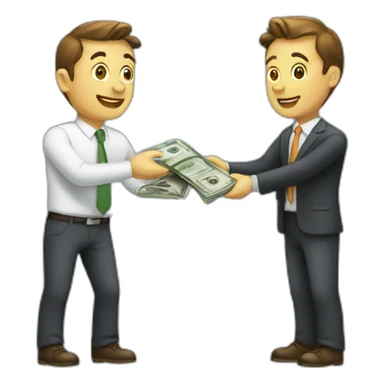 investor handing money sticker