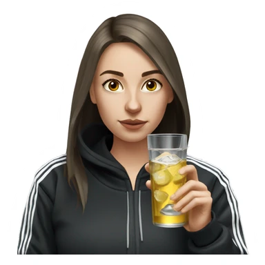 Russian girl drinking vodka in an black adidas tracksuit sticker