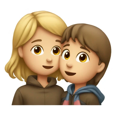 girl kissing face of boy sticker