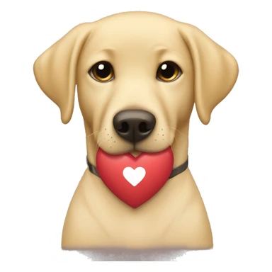 A blonde labrador who sits and has a sign in his mouth that says „i love you“ sticker