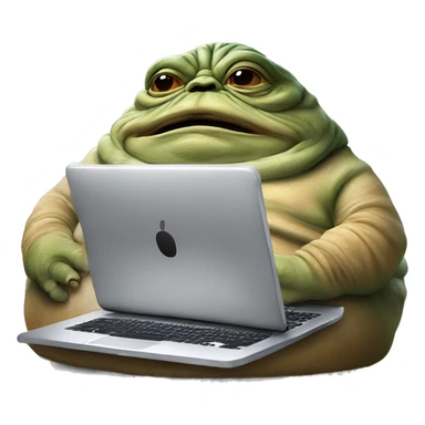Jabba the Hutt from Star Wars with a laptop sticker